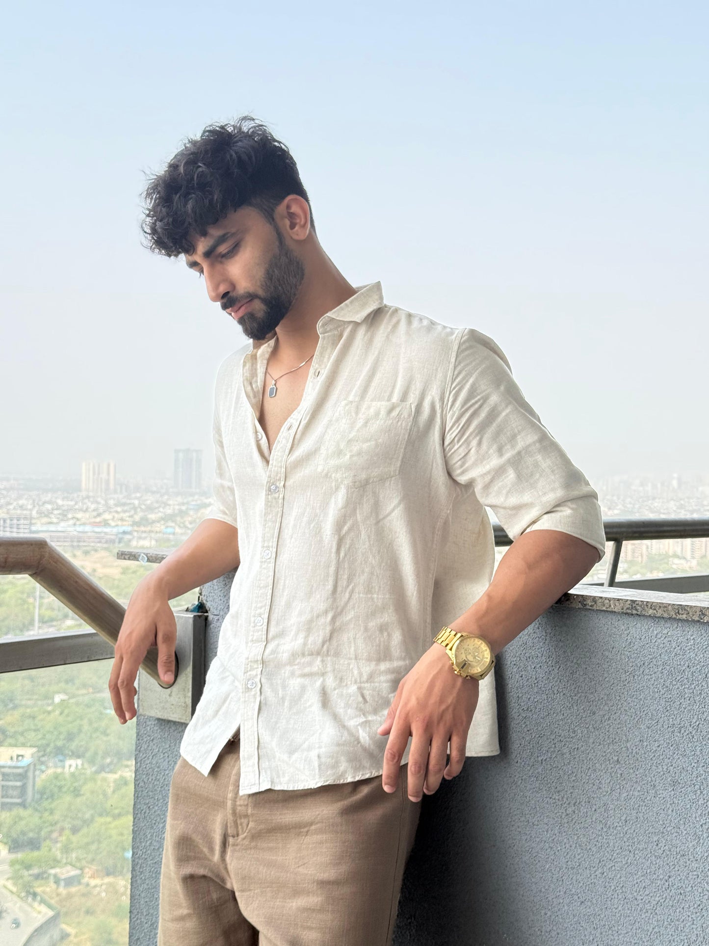 BEIGE OFFWHITE LINEN SHIRT