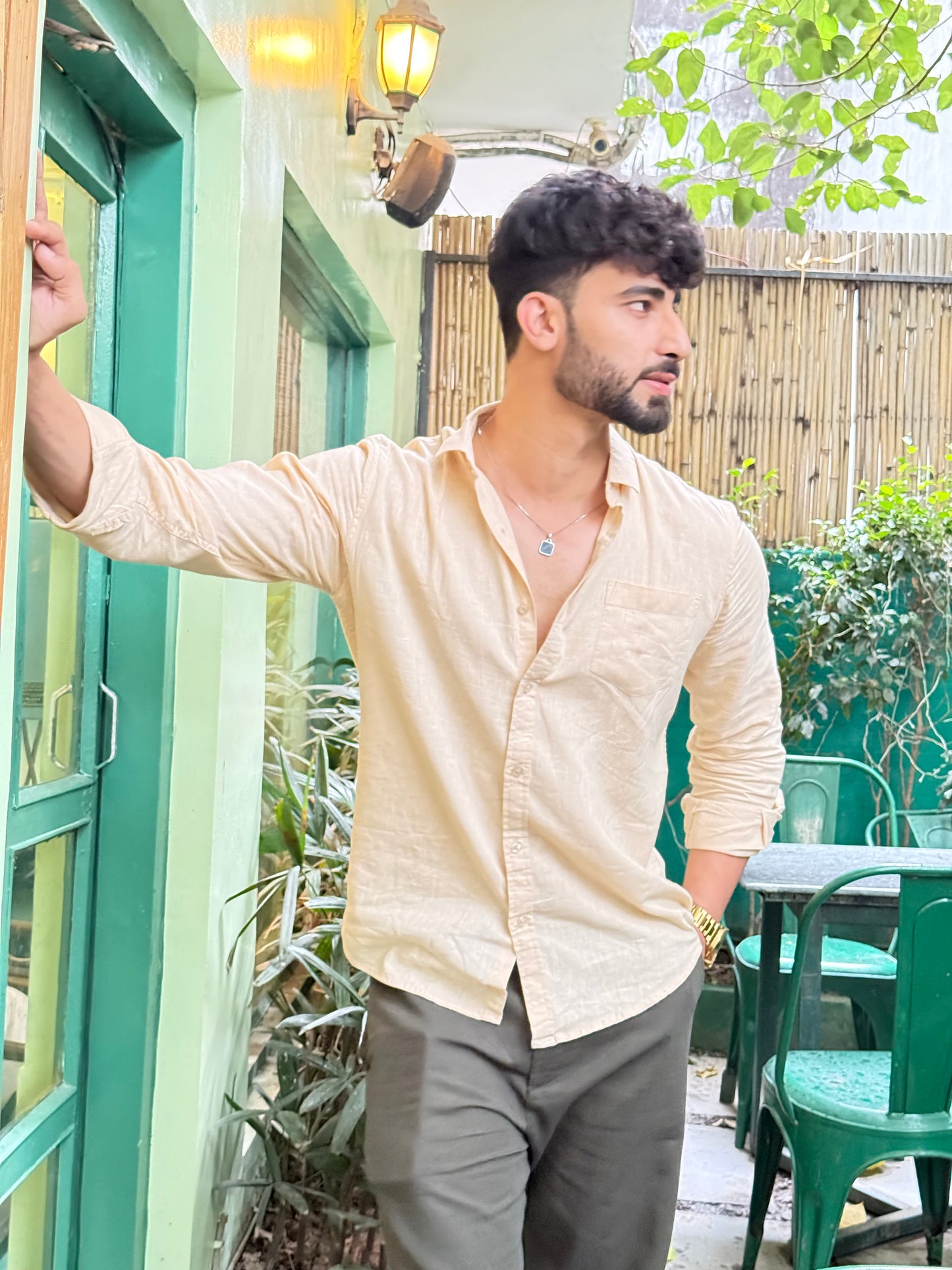 CREAM YELLOW LINEN SHIRT