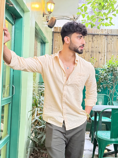 CREAM YELLOW LINEN SHIRT
